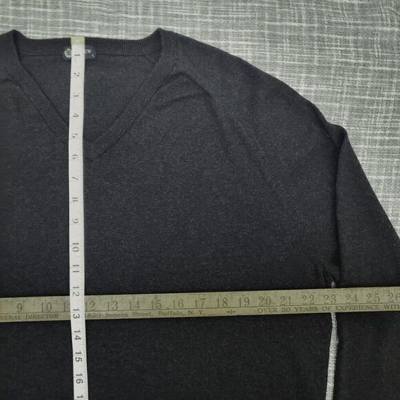 J Crew V-Neck Sweater Classic Cotton Cashmere Blend Charcoal Gray Men's L - Picture 10 of 12